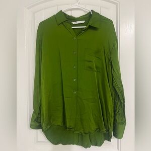 Zara Green Button-Up Shirt